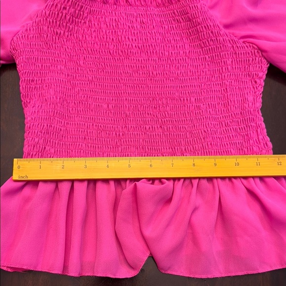 Pink Ruffled Puff Sleeve Smocked Top - Picture 10 of 15